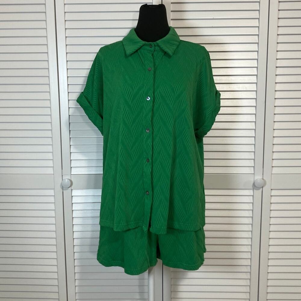 Retro Vibrant Kelly Green Two Piece Matching Lounge Set M